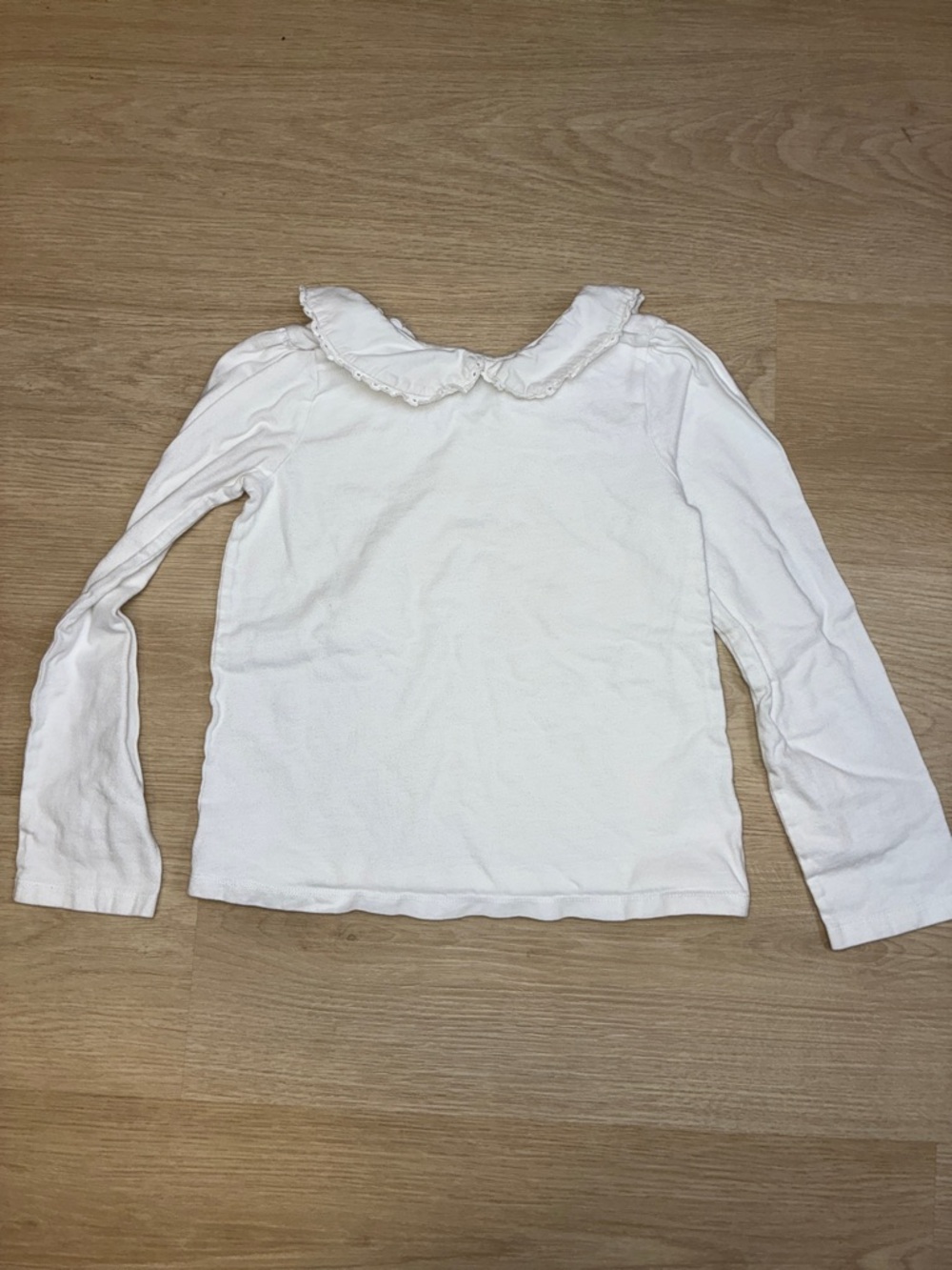Janie and Jack White Long-Sleeve Top with Ruffle Peter Pan Collar